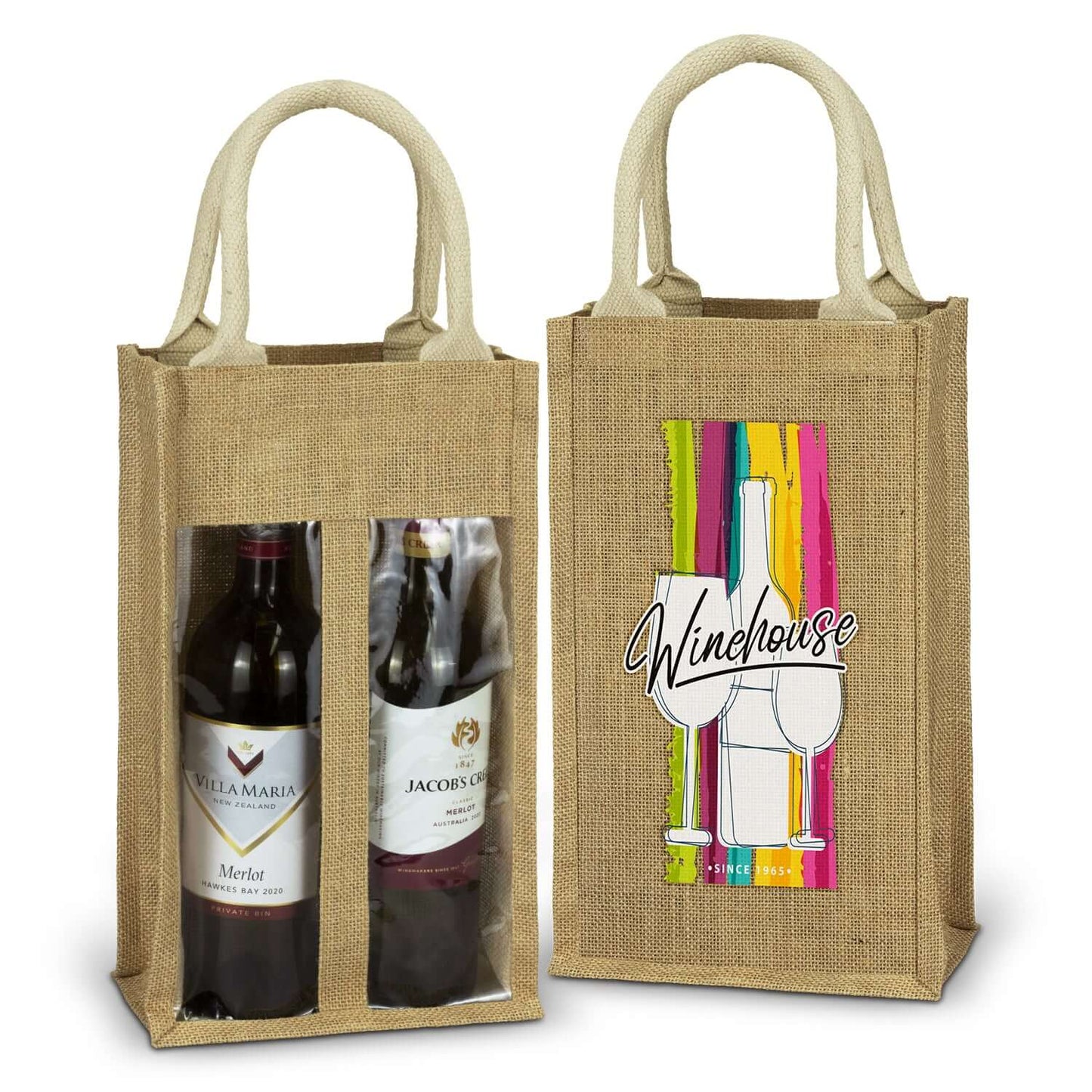 Serena Jute Double Wine Carrier Corporate Gift Singapore