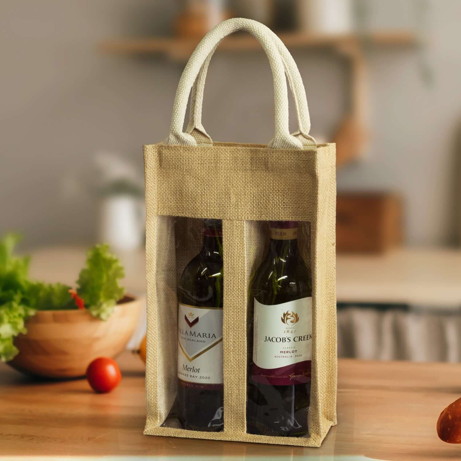 Serena Jute Double Wine Carrier Corporate Gift Singapore