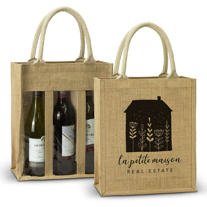 Serena Jute Triple Wine Carrier Corporate Gift Singapore
