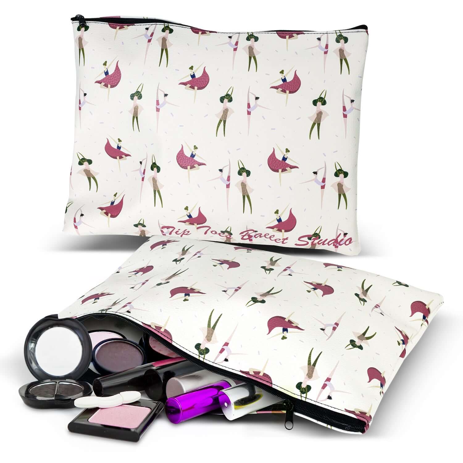 Flora Cosmetic Bag - Large with vibrant design, filled with cosmetics, ideal as a Corporate Gift.