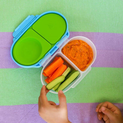 B BOX Snackbox with compartments filled with healthy snacks for kids, ideal for on-the-go meals.