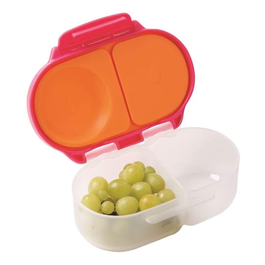 B BOX Snackbox with two compartments and grapes, ideal for on-the-go snacking and corporate gifts.