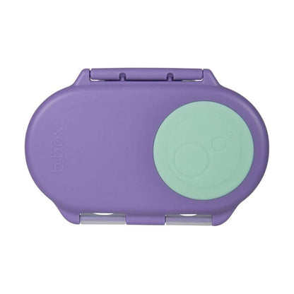 B BOX Snackbox in purple with green lid perfect for kids' snacks and corporate gifts.