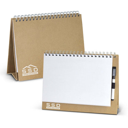 Desk Whiteboard Notebook featuring eco-friendly bamboo design and interchangeable blocks, ideal for a corporate gift.