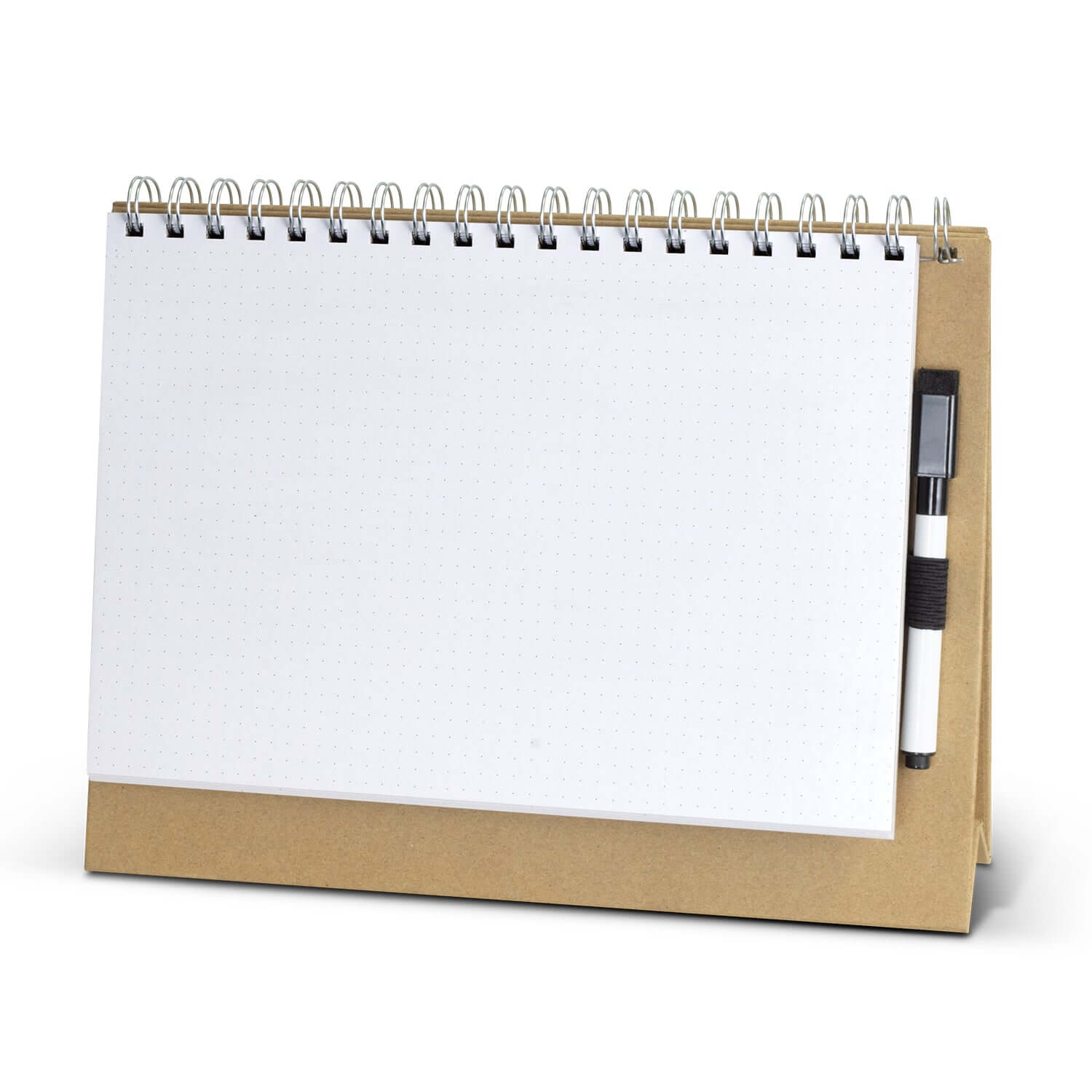 Desk Whiteboard Notebook with a pen on a cardboard stand for effective organization and note-taking.