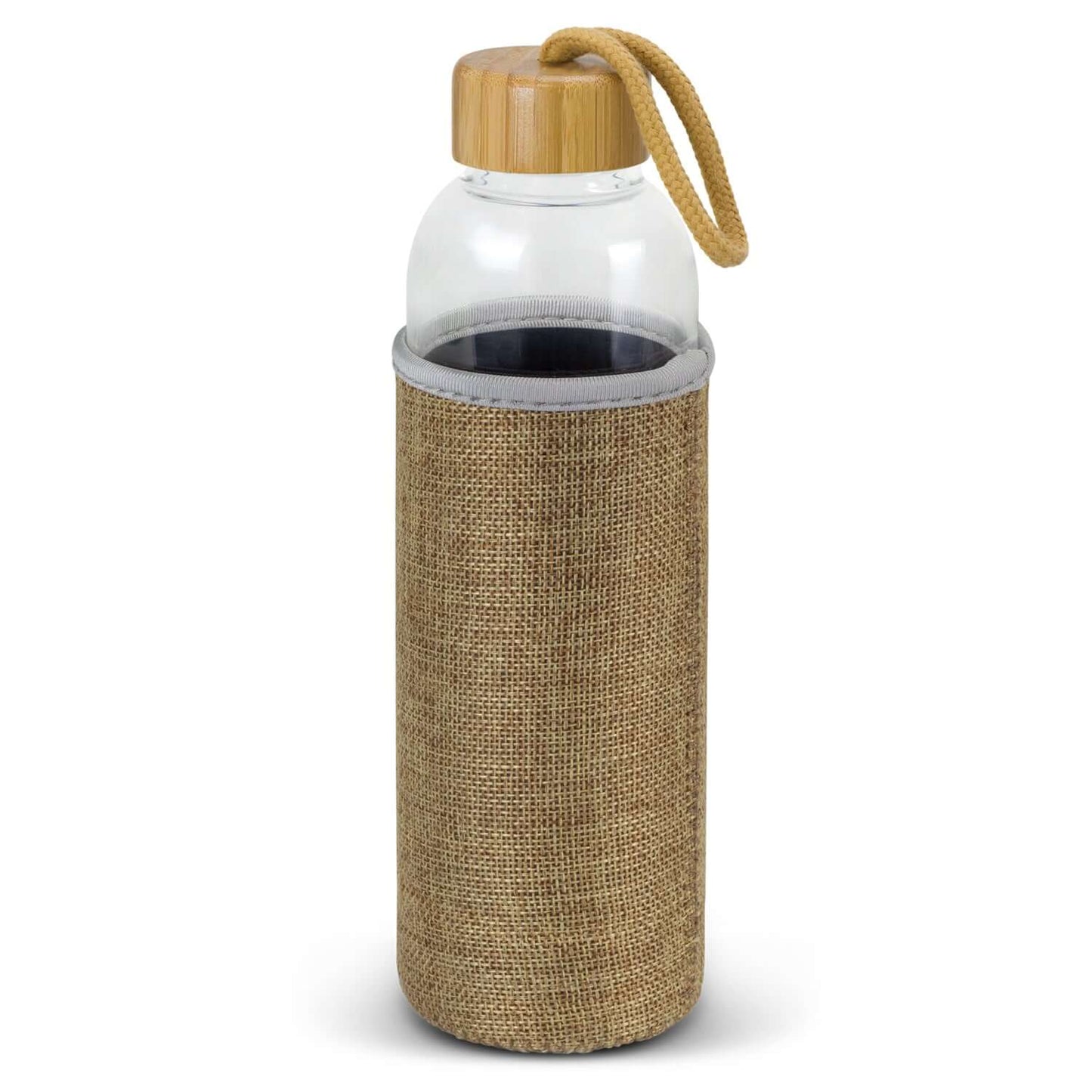 Eden Glass Bottle with Natural Sleeve for stylish hydration, perfect as a corporate gift.