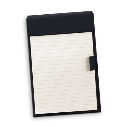 Radison Notepad Holder in black with lined paper, ideal for corporate gift and professional use.