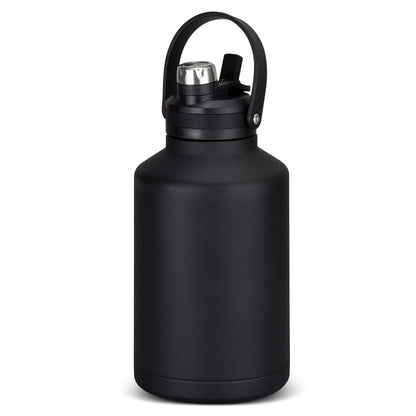 Grizzly Vacuum Bottle 2L in matte black finish with a sturdy carry handle and multi-function lid for easy sipping.