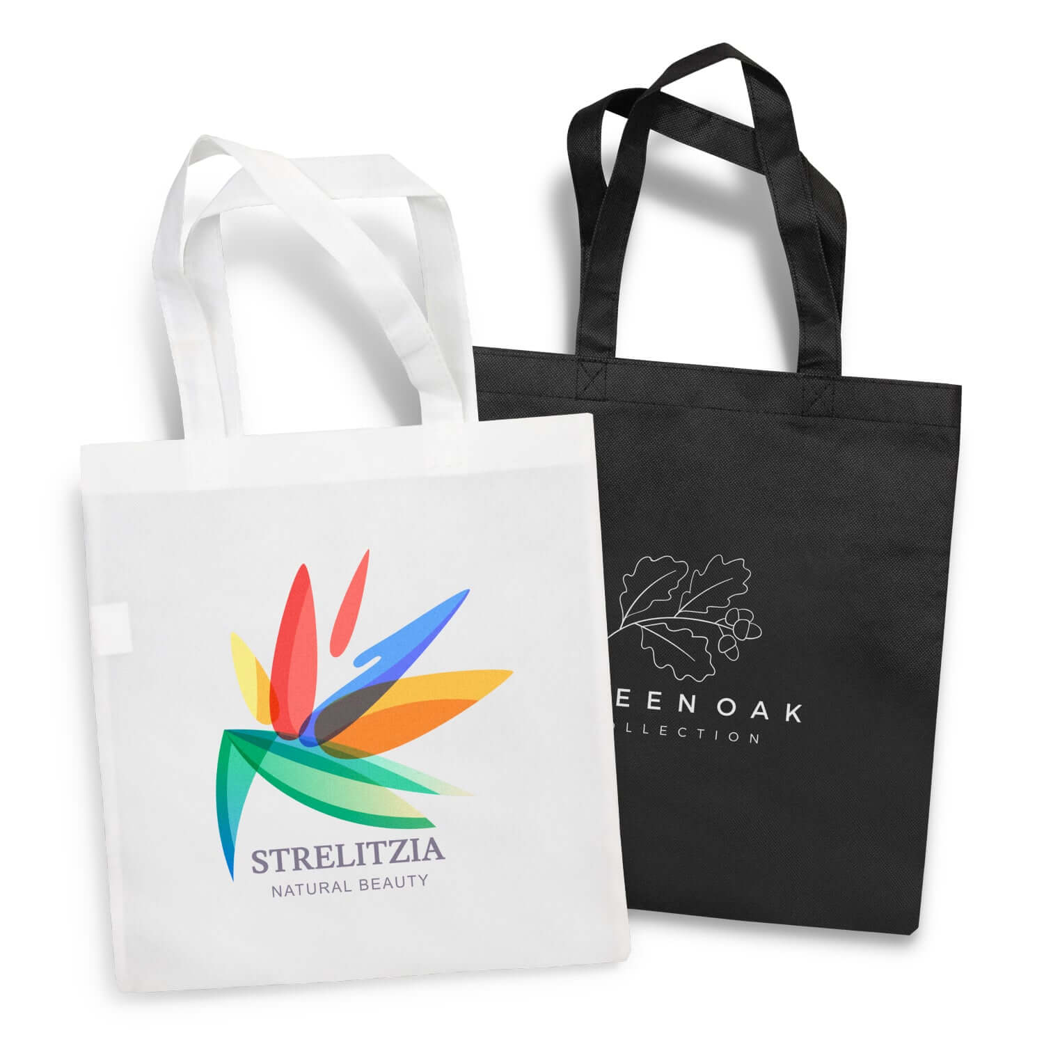 Kennedy Tote Bag, stylish corporate gift with durable non-woven fabric in white and black.