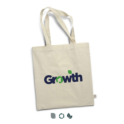 Beige Sonnet Recycled Cotton Tote Bag with Growth logo, eco-friendly corporate gift for promotional use.