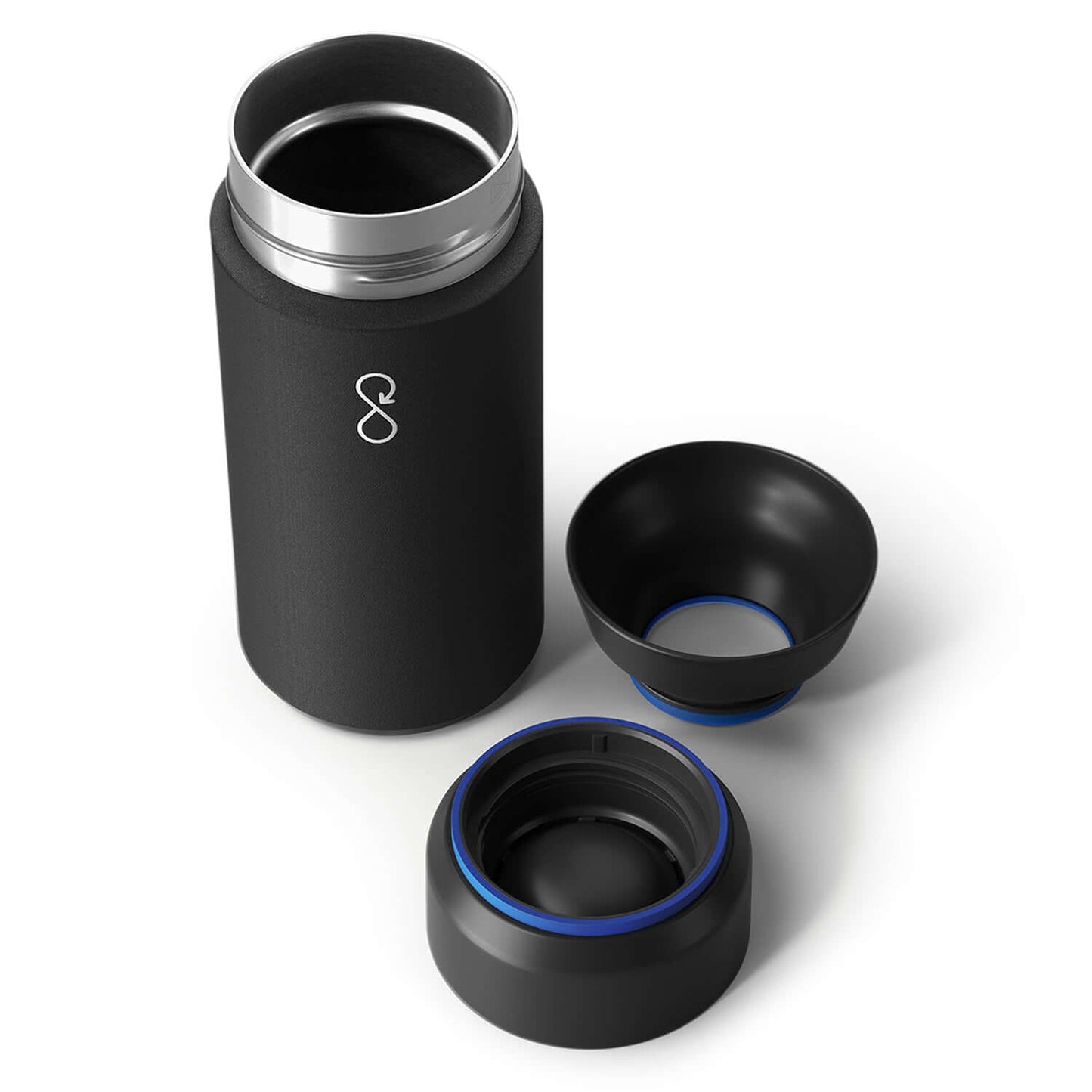 Ocean Bottle Brew Flask with 360-degree lid and two detachable components, ideal for on-the-go hydration.