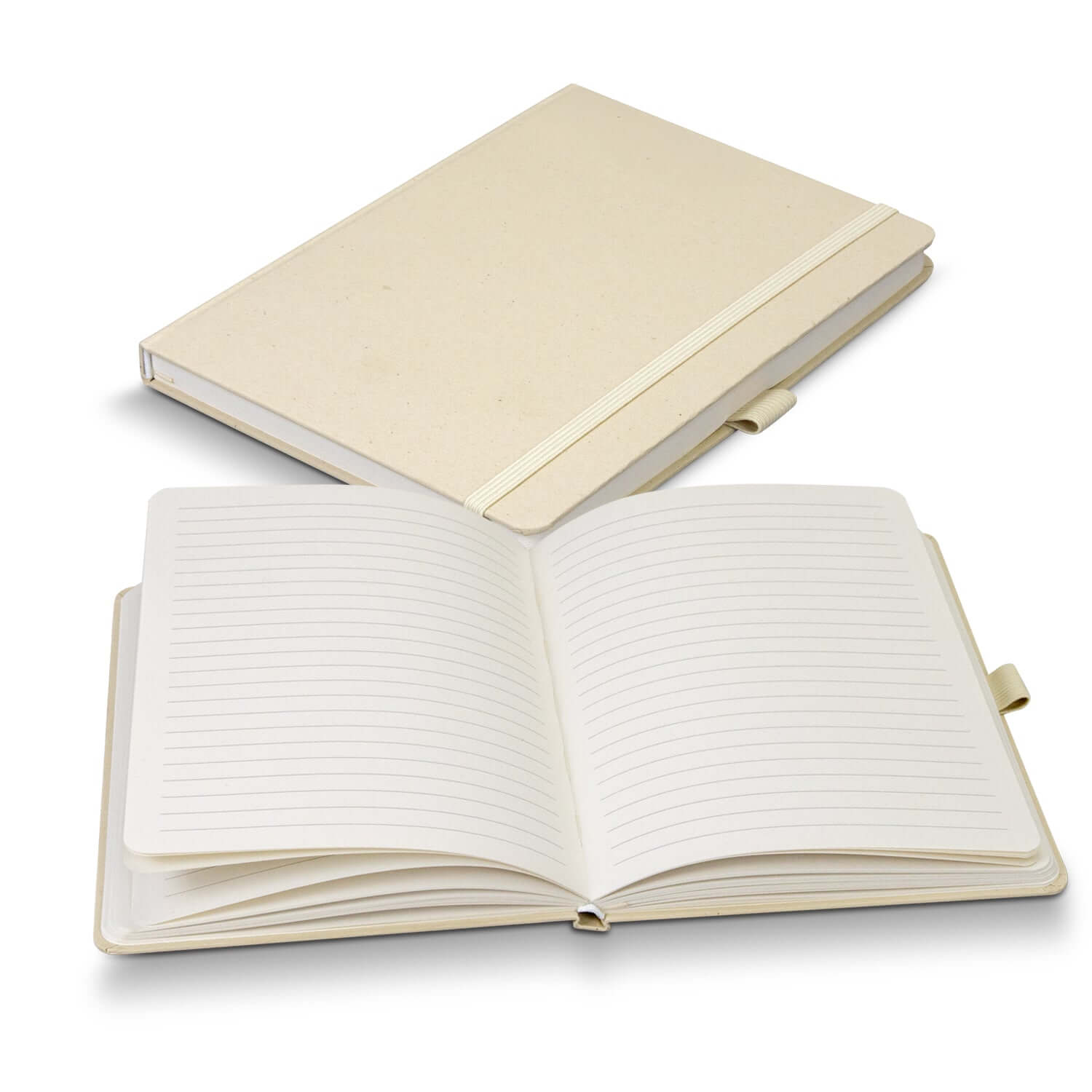 Terra Recycled Paper Hard Cover Notebook showcasing open lined pages and eco-friendly cover design.
