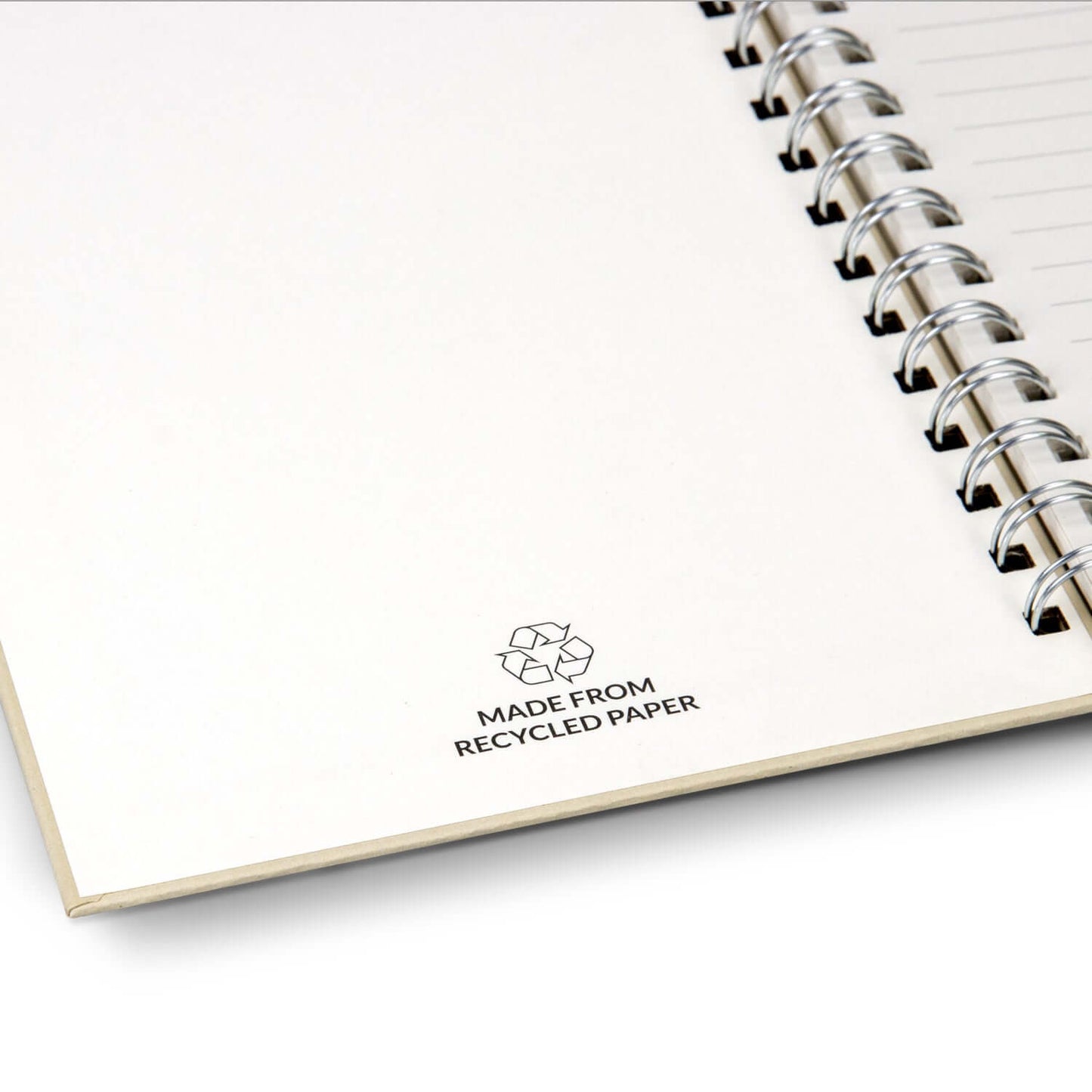 Interior view of Terra Recycled Paper Spiral Notebook showcasing recycled paper and eco-friendly design.