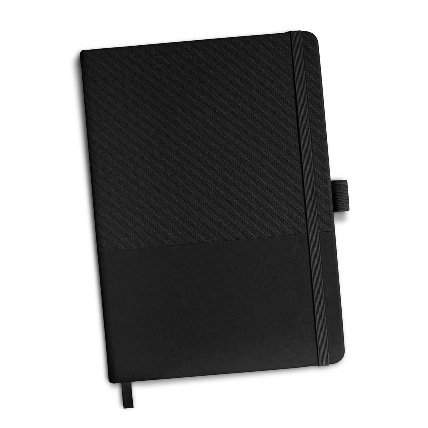 Harvard Recycled Notebook with textured black cover, eco-friendly corporate gift for notes and organization.