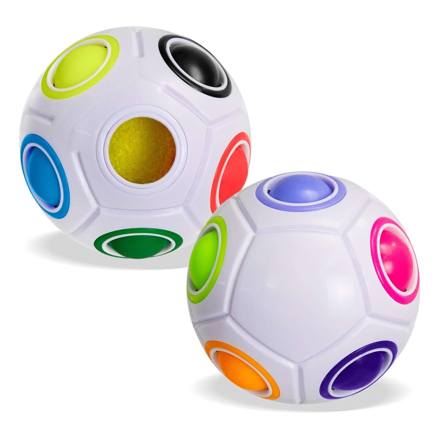 Fidget Puzzle Ball featuring colorful matching rings for focus and stress relief, ideal corporate gift.