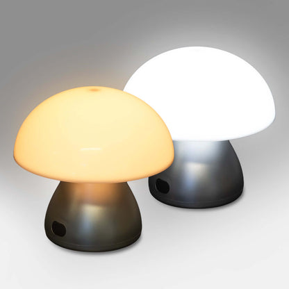 Portobello Table Lamp in warm and cool light modes, rechargeable and portable mushroom-shaped design.
