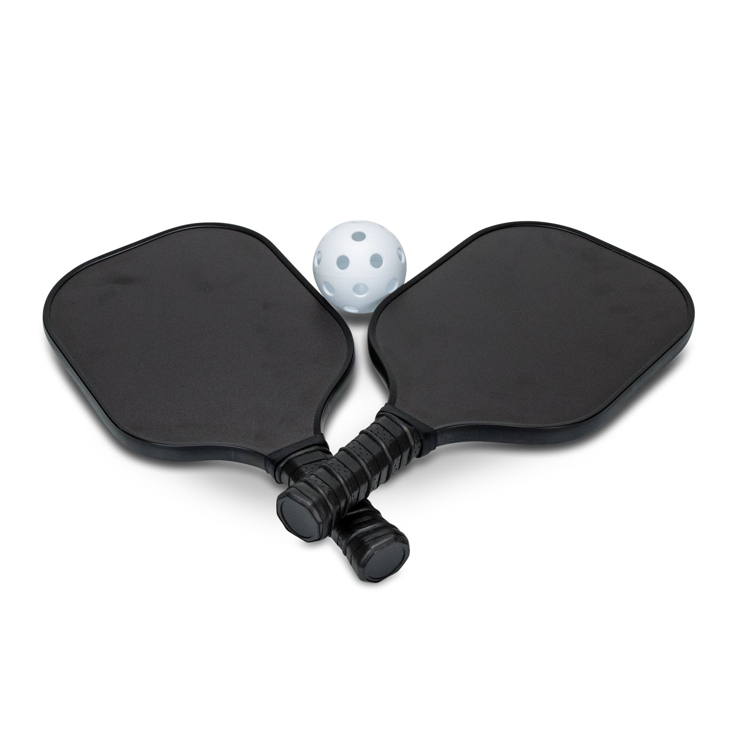 Baseline Pickleball Set with two paddles and one white pickleball on a white background