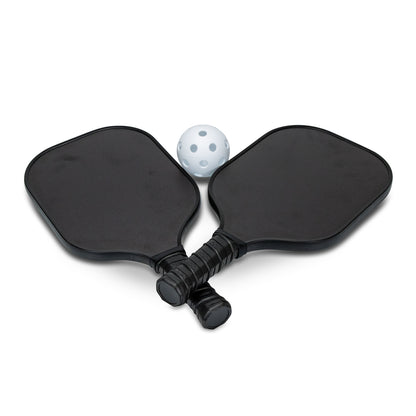 Baseline Pickleball Set with two paddles and one white pickleball on a white background