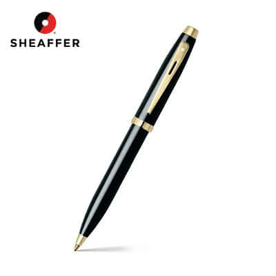 Sheaffer® 100 Glossy Black Ballpoint Pen With Gold Trims elegant corporate gift.
