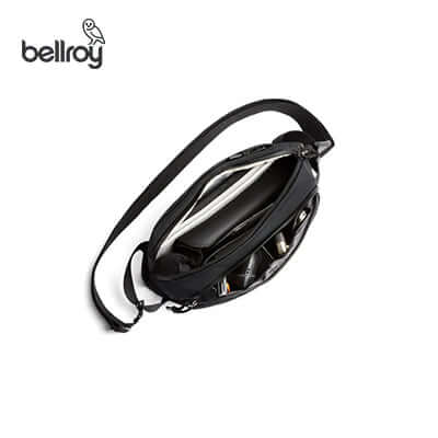 Bellroy Venture Ready Sling 2.5L showing spacious interior and organized compartments, perfect for a corporate gift.