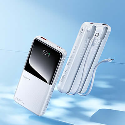 Remax RPP-679 Powerbank with Cable 10000mAh, slim design, LED display, perfect for corporate gift and travel.