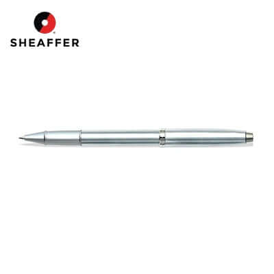Sheaffer® 100 Brushed Chrome With Shiny Chrome Trim Rollerball Pen on a white background.
