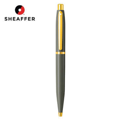 Sheaffer® Glossy Light Gray Ballpoint Pen With PVD Gold-Tone Trim, ideal for corporate gift and elegant writing.