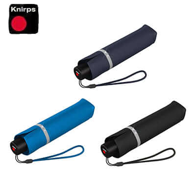Knirps Rookie Manual Reflective Umbrella available in blue, black, and navy, ideal for children and corporate gifts.