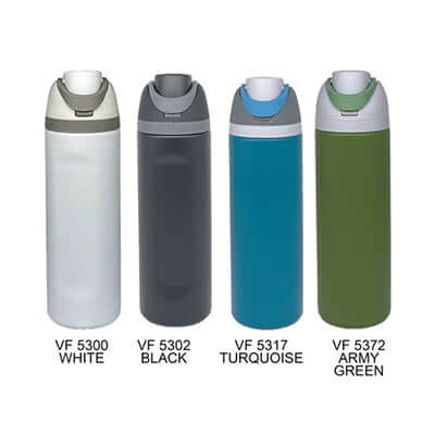 Double Wall Stainless Steel Thermal Flask 720ml in white, black, turquoise, and army green colors.