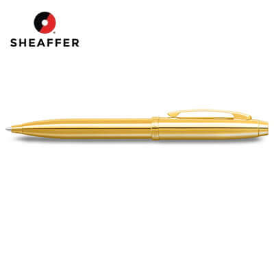Sheaffer® Glossy PVD Gold Ballpoint Pen With PVD Gold Trim on white background