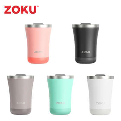 Zoku 12oz 3 in 1 Stainless Steel Tumbler collection in various colors for hot and cold beverages.