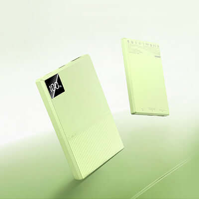 Remax FP-8 Ultra Slim Fast Charge Powerbank 10000mAh in a stylish green design, perfect as a corporate gift.