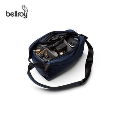 Bellroy Venture Sling 10L (Camera Edition) bag with camera gear inside, ideal as a corporate gift.
