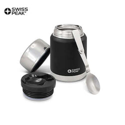 Swiss Peak Elite Copper Vacuum Food Container with spoon and lid, ideal corporate gift in Singapore.