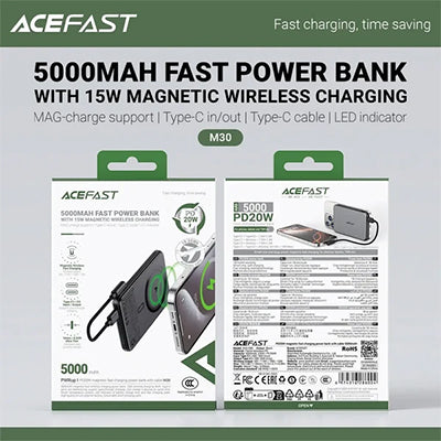 Acefast M30 5000mAh Wireless Magnetic Power Bank 15W CCC Certified