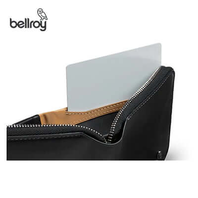 Close-up of Bellroy Zip Wallet displaying a card slot, ideal for those seeking a stylish corporate gift.