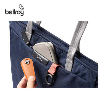 Bellroy Tokyo Tote Compact interior with phone, showcasing functionality for corporate gift use.