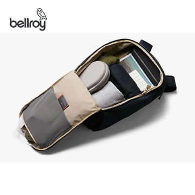 Bellroy Transit Workpack - Second Edition open showing organized gear and laptop compartment.