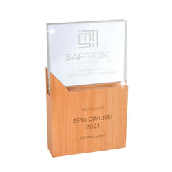 Rectangular Crystal Award with Wooden Stand Corporate Gifts Singapore