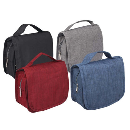 Polyester Toiletry Bag in black, grey, red, and blue colors, perfect for travel and corporate gift.