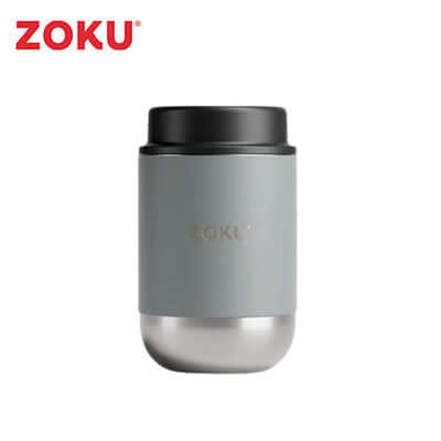 Zoku 16oz Neat Stack Food Jar in gray, perfect for hot or cold meals, ideal as a corporate gift.