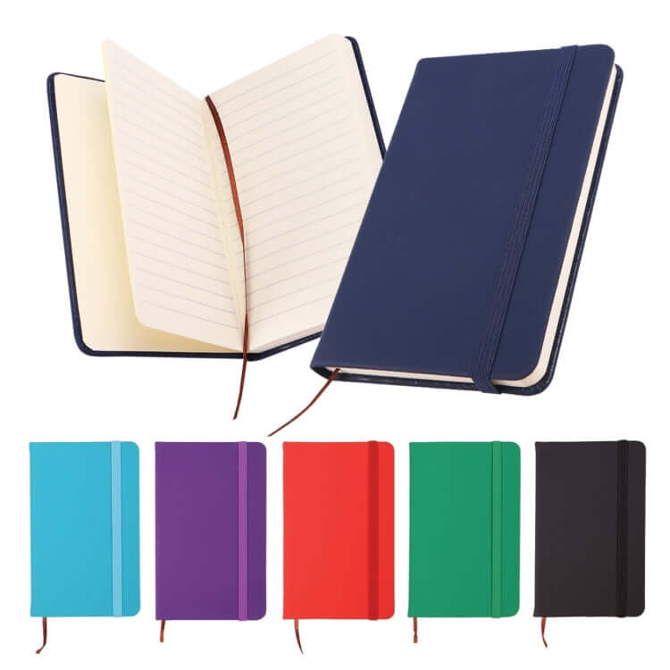 Pocket Size Notebook in various colors including Blue, Green, Red, Purple, Black, perfect as a Corporate Gift.