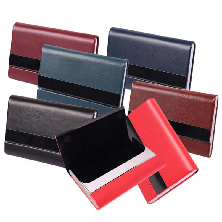 Variety of PU Card Holders for Business Cards in multiple colors, ideal Singapore Corporate Gift.