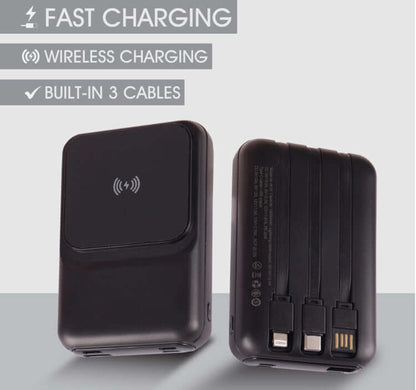 Fast Charging Wireless Powerbank With Built-In 3 Cables Corporate Gifts Singapore