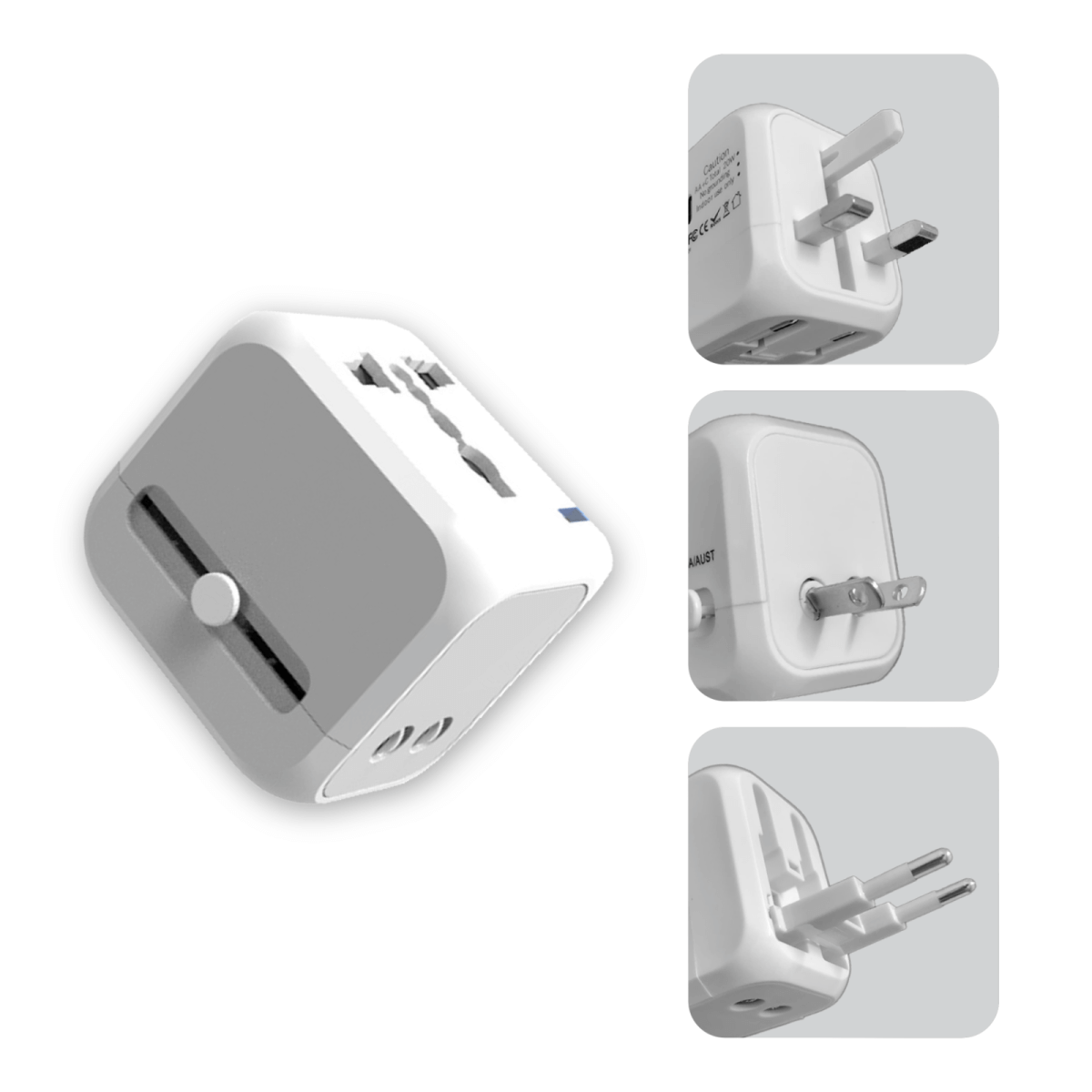 World Travel Adaptor With 2 USB-A + 1 USB-C PD20W Quick Charge Corporate Gifts Singapore