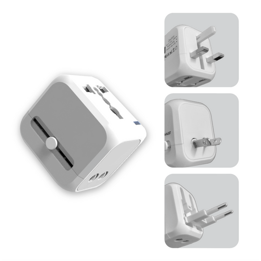 World Travel Adaptor With 2 USB-A + 1 USB-C PD20W Quick Charge Corporate Gifts Singapore
