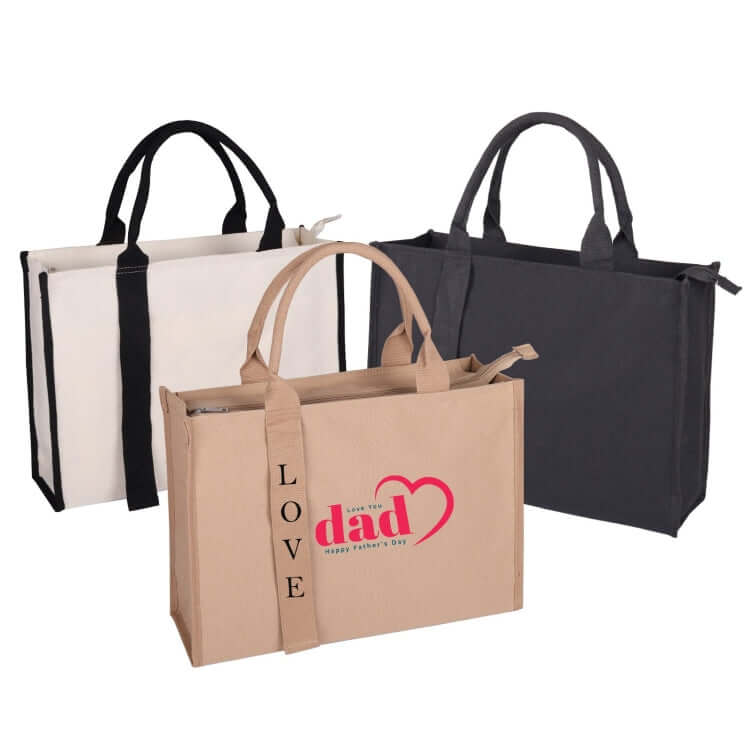 Canvas Tote Bag with Inner Compartment in multiple colors, perfect for corporate gifts and everyday use.