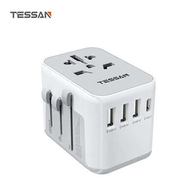 TESSAN 17W Universal Travel Adapter with 1 USB C & 3 USB A Ports Corporate Gifts Singapore