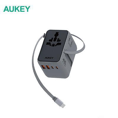 AUKEY PA-TA13 Globe Reel 45W GaN Universal Travel Adapter with Retractable Cable