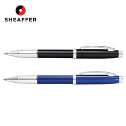 Sheaffer® 100 Glossy Rollerball Pen with Chrome Trims, Black and Blue, perfect as a Singapore Corporate Gift.